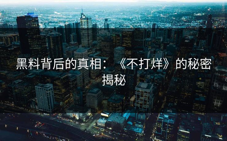 黑料背后的真相：《不打烊》的秘密揭秘
