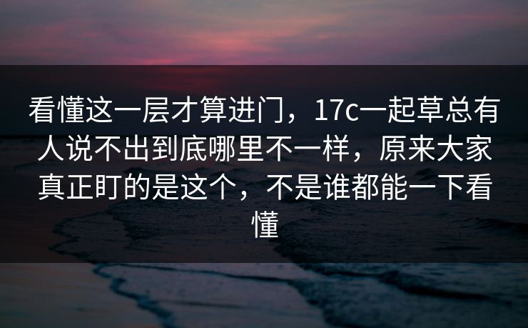 看懂这一层才算进门，<strong>17C</strong>一起草总有人说不出到底哪里不一样，原来大家真正盯的是这个，不是谁都能一下看懂