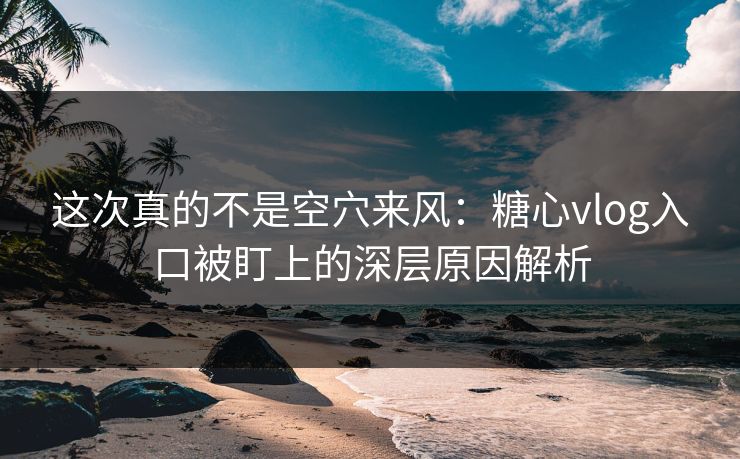 这次真的不是空穴来风：糖心vlog入口被盯上的深层原因解析