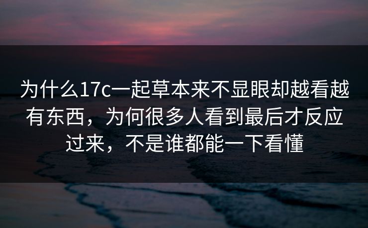 为什么<strong>17C</strong>一起草本来不显眼却越看越有东西，为何很多人看到最后才反应过来，不是谁都能一下看懂