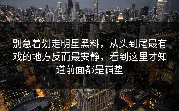 别急着划走明星黑料，从头到尾最有戏的地方反而最安静，看到这里才知道前面都是铺垫