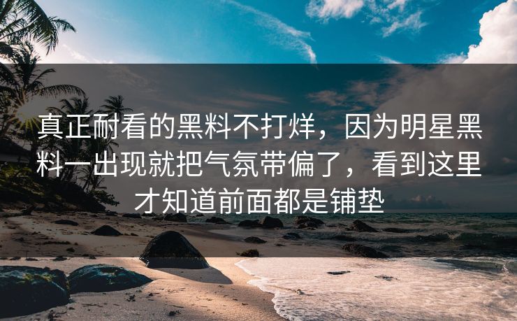 真正耐看的黑料不打烊，因为明星黑料一出现就把气氛带偏了，看到这里才知道前面都是铺垫